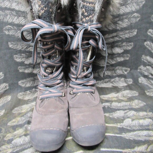MUK LUKS Women's Gwen Tall Lace Up Snow Boot, Grey, 9 M - Picture 3 of 15